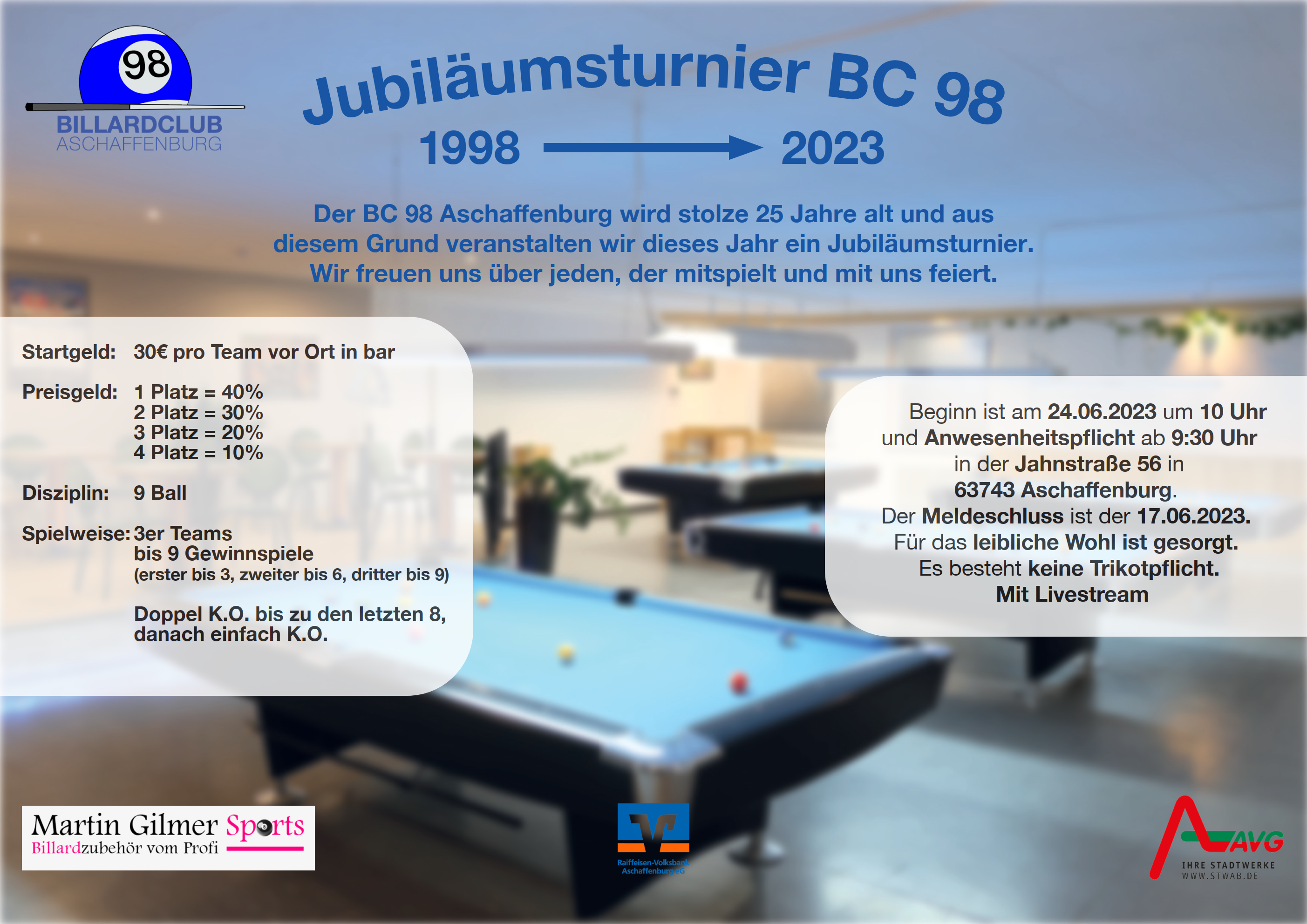 Read more about the article Jubiläumsturnier BC98 Aschaffenburg