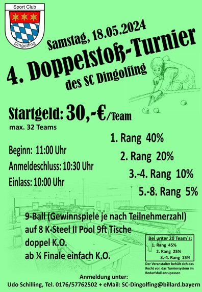 Read more about the article 9-Ball Doppelstoßturnier SC Dingolfing