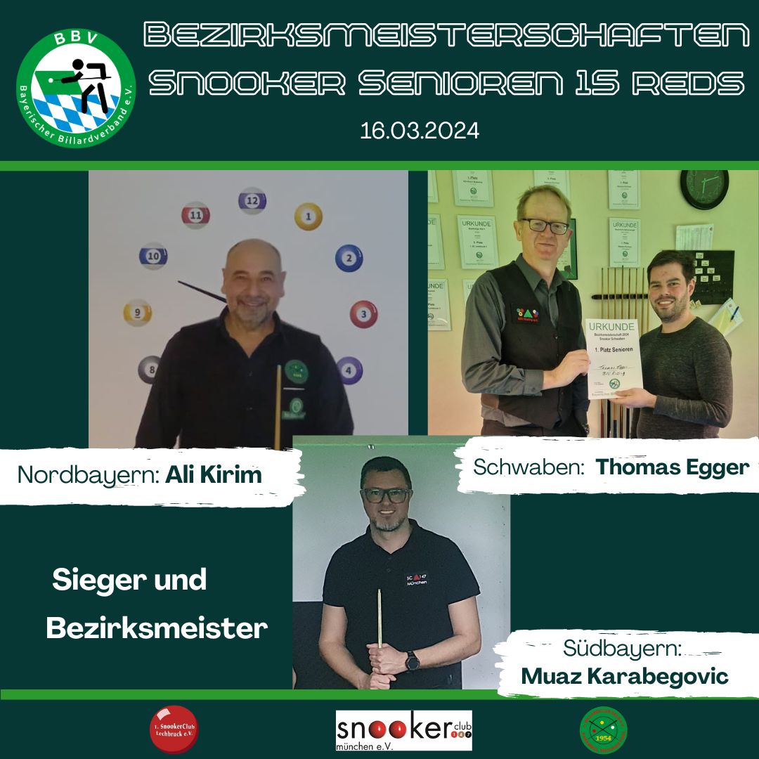 Read more about the article Snooker: Bezirksmeisterschaften Senioren 15 reds